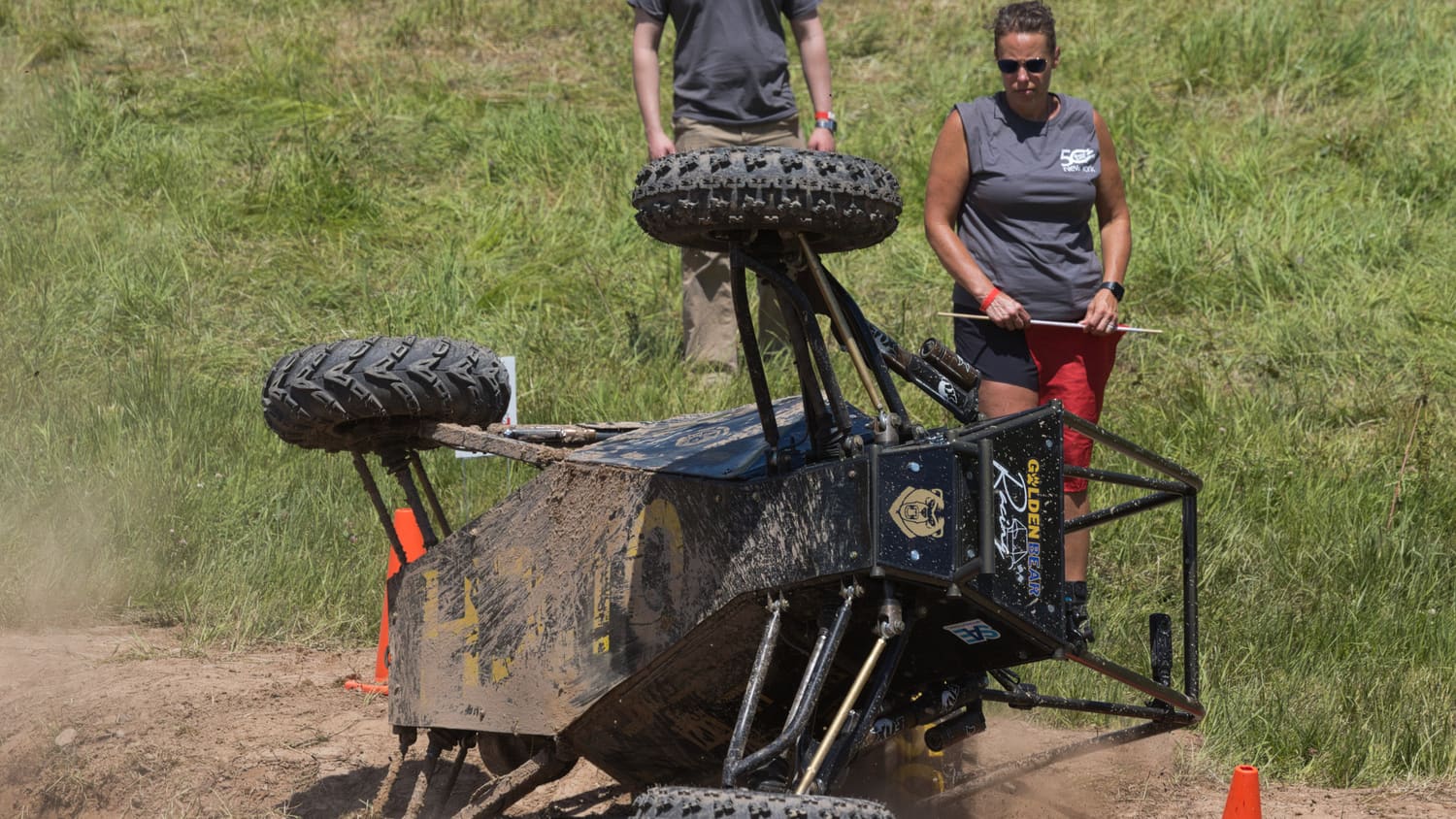 GBR4 on its side after a rollover during a run