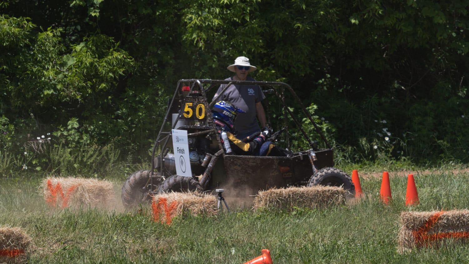 GBR4 sweeping through a grass section marked out with hay bales